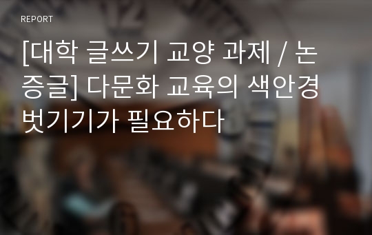 [대학 글쓰기 교양 과제 / 논증글] 다문화 교육의 색안경 벗기기가 필요하다