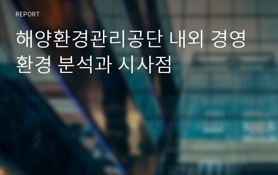 해양환경관리공단 내외 경영환경 분석과 시사점