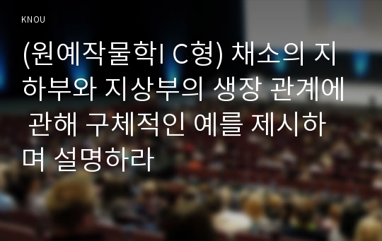 (원예작물학I C형) 채소의 지하부와 지상부의 생장 관계에 관해 구체적인 예를 제시하며 설명하라