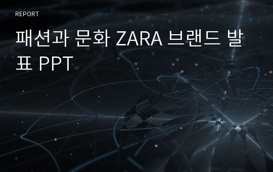 패션과 문화 ZARA 브랜드 발표 PPT