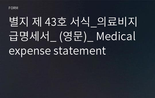 별지 제 43호 서식_의료비지급명세서_ (영문)_ Medical expense statement