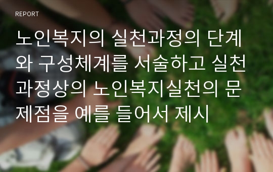 노인복지의 실천과정의 단계와 구성체계를 서술하고 실천과정상의 노인복지실천의 문제점을 예를 들어서 제시
