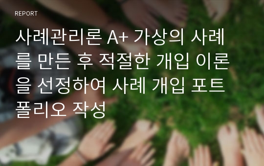 사례관리론 A+ 가상의 사례를 만든 후 적절한 개입 이론을 선정하여 사례 개입 포트폴리오 작성