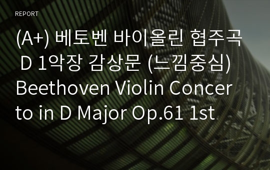 (A+) 베토벤 바이올린 협주곡 D 1악장 감상문 (느낌중심) Beethoven Violin Concerto in D Major Op.61 1st Movement