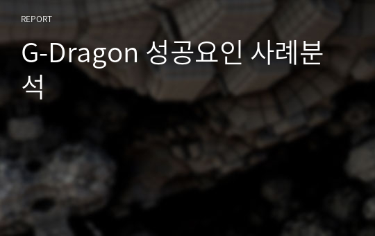 G-Dragon 성공요인 사례분석