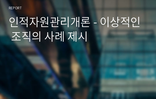 인적자원관리개론 - 이상적인 조직의 사례 제시