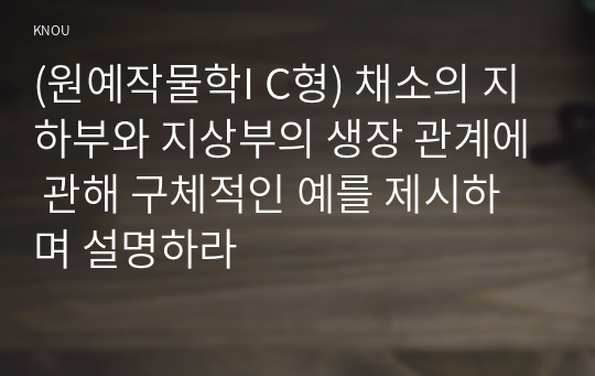 (원예작물학I C형) 채소의 지하부와 지상부의 생장 관계에 관해 구체적인 예를 제시하며 설명하라