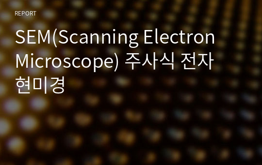 SEM(Scanning Electron Microscope) 주사식 전자 현미경