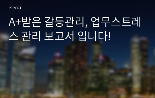 A+받은 갈등관리, 업무스트레스 관리 보고서 입니다!