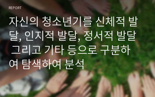 자신의 청소년기를 신체적 발달, 인지적 발달, 정서적 발달 그리고 기타 등으로 구분하여 탐색하여 분석