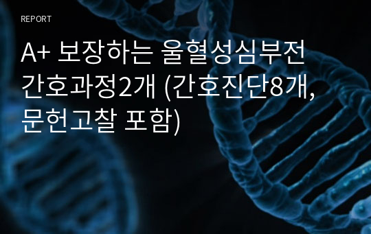 A+ 보장하는 울혈성심부전 간호과정2개 (간호진단8개, 문헌고찰 포함)