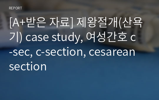 [A+받은 자료] 제왕절개(산욕기) case study, 여성간호 c-sec, c-section, cesarean section