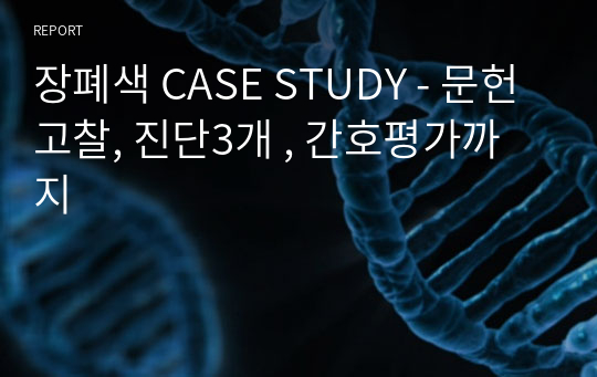 장폐색 CASE STUDY - 문헌고찰, 진단3개 , 간호평가까지