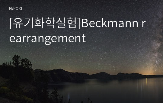 [유기화학실험]Beckmann rearrangement