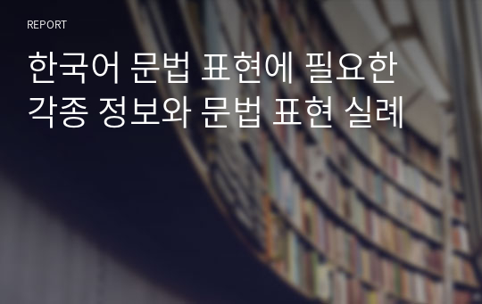 한국어 문법 표현에 필요한 각종 정보와 문법 표현 실례