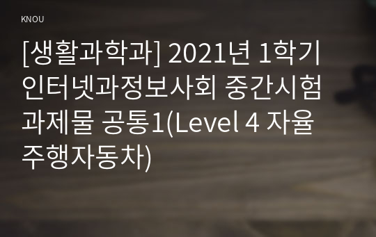 [생활과학과] 2021년 1학기 인터넷과정보사회 중간시험과제물 공통1(Level 4 자율주행자동차)