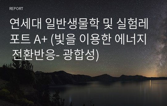 연세대 일반생물학 및 실험레포트 A+ (빛을 이용한 에너지 전환반응- 광합성)