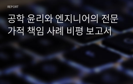 공학 윤리와 엔지니어의 전문가적 책임 사례 비평 보고서