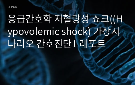 응급간호학 저혈량성 쇼크((Hypovolemic shock) 가상시나리오 간호진단1 레포트