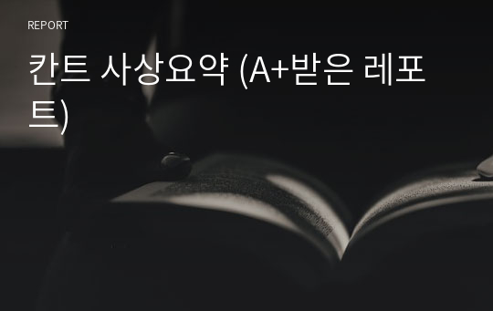칸트 사상요약 (A+받은 레포트)