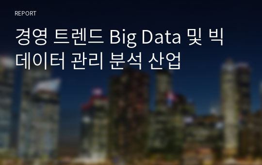경영 트렌드 Big Data 및 빅데이터 관리 분석 산업