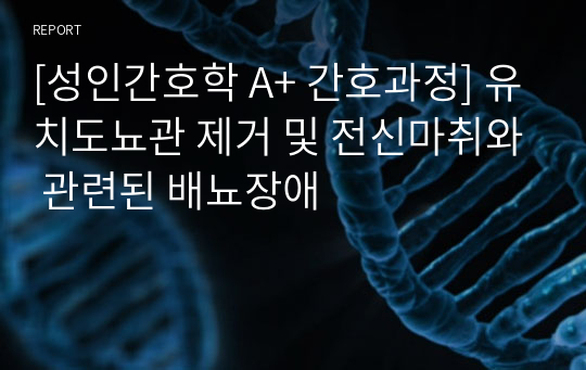 [성인간호학 A+ 간호과정] 유치도뇨관 제거 및 전신마취와 관련된 배뇨장애