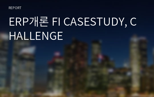 ERP개론 FI CASESTUDY, CHALLENGE