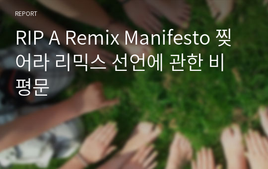 RIP A Remix Manifesto 찢어라 리믹스 선언에 관한 비평문