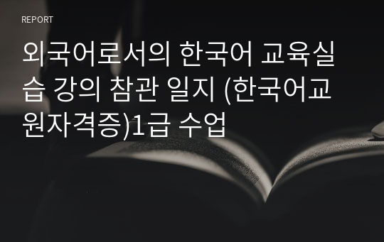 외국어로서의 한국어 교육실습 강의 참관 일지 (한국어교원자격증)1급 수업