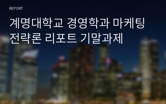 계명대학교 경영학과 마케팅 전략론 리포트 기말과제