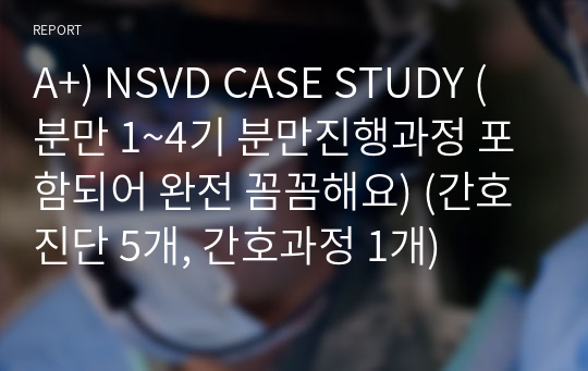 A+) NSVD CASE STUDY (분만 1~4기 분만진행과정 포함되어 완전 꼼꼼해요) (간호진단 5개, 간호과정 1개)