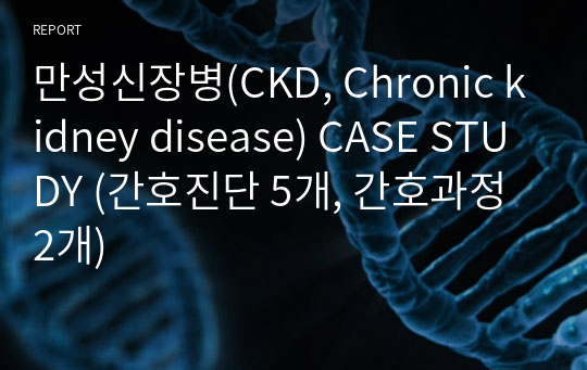 만성신장병(CKD, Chronic kidney disease) CASE STUDY (간호진단 5개, 간호과정 2개)