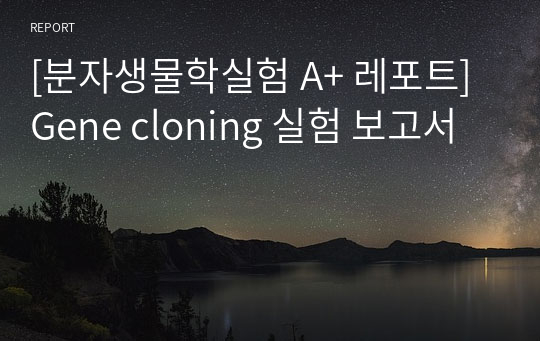 [분자생물학실험 A+ 레포트] Gene cloning 실험 보고서