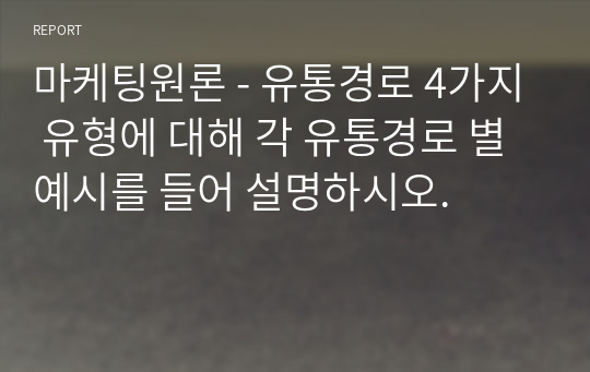 마케팅원론 - 유통경로 4가지 유형에 대해 각 유통경로 별 예시를 들어 설명하시오.