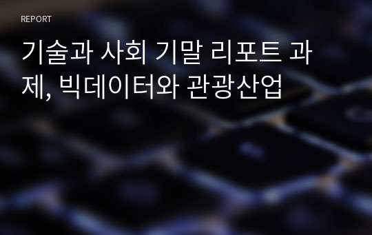 기술과 사회 기말 리포트 과제, 빅데이터와 관광산업