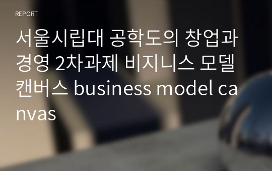 서울시립대 공학도의 창업과 경영 2차과제 비지니스 모델 캔버스 business model canvas