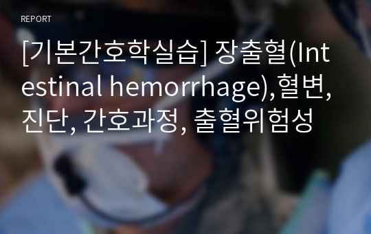 [기본간호학실습] 장출혈(Intestinal hemorrhage),혈변,진단, 간호과정, 출혈위험성