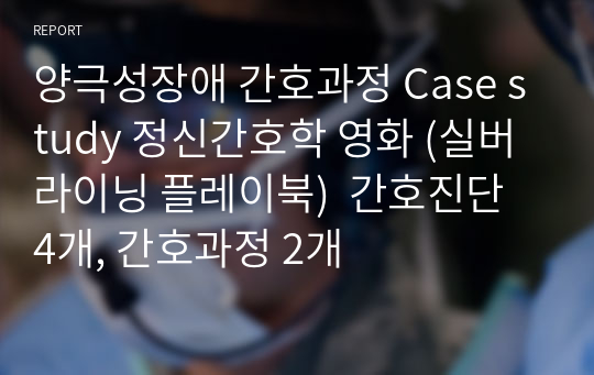 양극성장애 간호과정 Case study 정신간호학 영화 (실버라이닝 플레이북)  간호진단 4개, 간호과정 2개