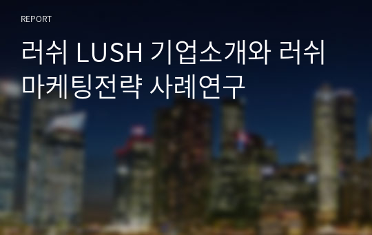러쉬 LUSH 기업소개와 러쉬 마케팅전략 사례연구