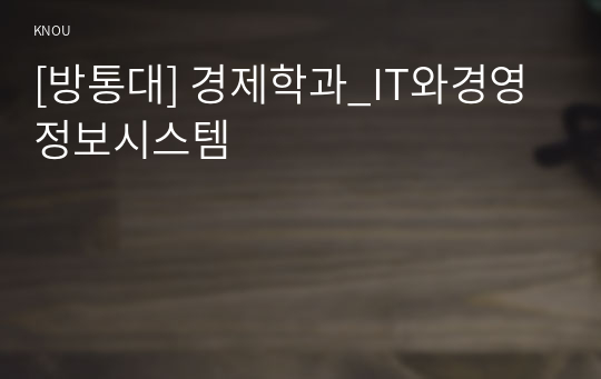 [방통대] 경제학과_IT와경영정보시스템