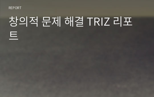 창의적 문제 해결 TRIZ 리포트