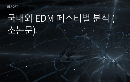 국내외 EDM 페스티벌 분석 (소논문)
