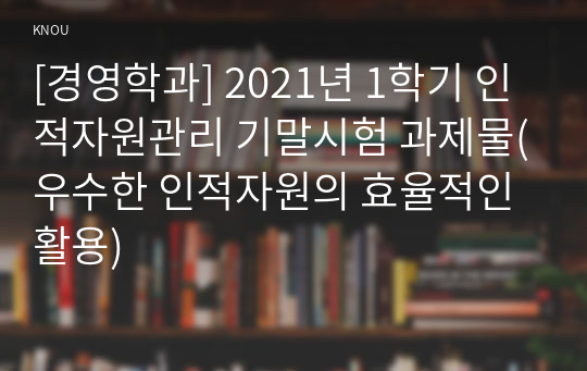 [경영학과] 2021년 1학기 인적자원관리 기말시험 과제물(우수한 인적자원의 효율적인 활용)