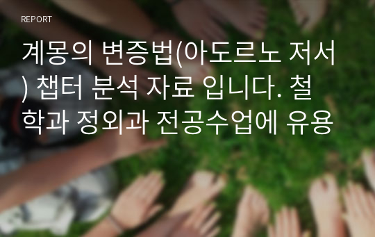 계몽의 변증법(아도르노 저서) 챕터 분석 자료 입니다. 철학과 정외과 전공수업에 유용