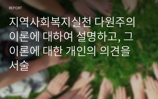 지역사회복지실천 다원주의 이론에 대하여 설명하고, 그 이론에 대한 개인의 의견을 서술