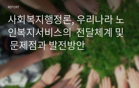 사회복지행정론, 우리나라 노인복지서비스의  전달체계 및 문제점과 발전방안