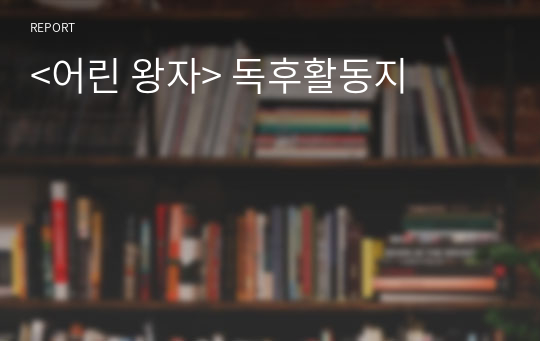 &lt;어린 왕자&gt; 독후활동지