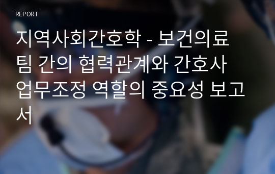 지역사회간호학 - 보건의료 팀 간의 협력관계와 간호사 업무조정 역할의 중요성 보고서