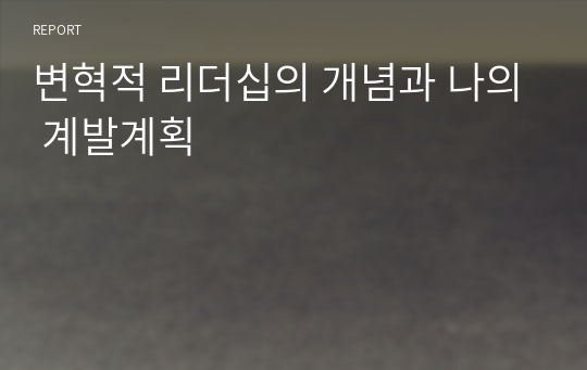 변혁적 리더십의 개념과 나의 계발계획