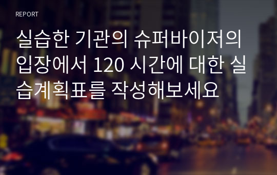 실습한 기관의 슈퍼바이저의 입장에서 120 시간에 대한 실습계획표를 작성해보세요